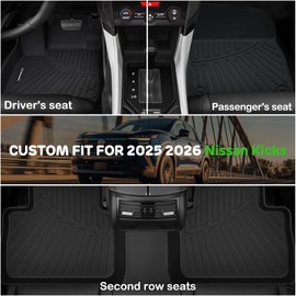 Floor Mats for 2026 2025 Nissan Kicks SV/SR Upgrade Trunk Mat All Weather TPE Floor Liners Fit for 2026 2025 Kicks 1st & 2nd Row and Cargo Liner Anti-Slip Full Set Car Mats (Not for S)