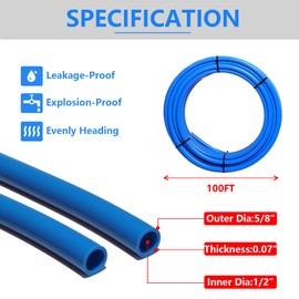 GUOFIS 3/4 Inch PEX-B Pipe/Tubing,1 Blue Roll x 100 Feet Length PEX Tubing Pipes, for Potable Hot/Cold Water Plumbingand Heating Application, Non-Oxygen Barrier Piping