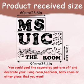 SUPERDANT The Music Room Wall Stickers Music Notes Wall Decal Vinyl Wall Art Stickers Decor Peel and Stick DIY Black Art Wall Decors for Classroom Music Room Bedroom Living Room