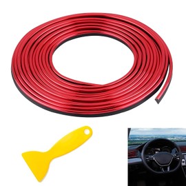 Bawkars Car Interior Trim Strips, 33ft Car Electroplating Decoration Styling Door Dashboard, Flexible Auto Accessories Molding Line with Installing Tool, Universal for Most Cars (Red)