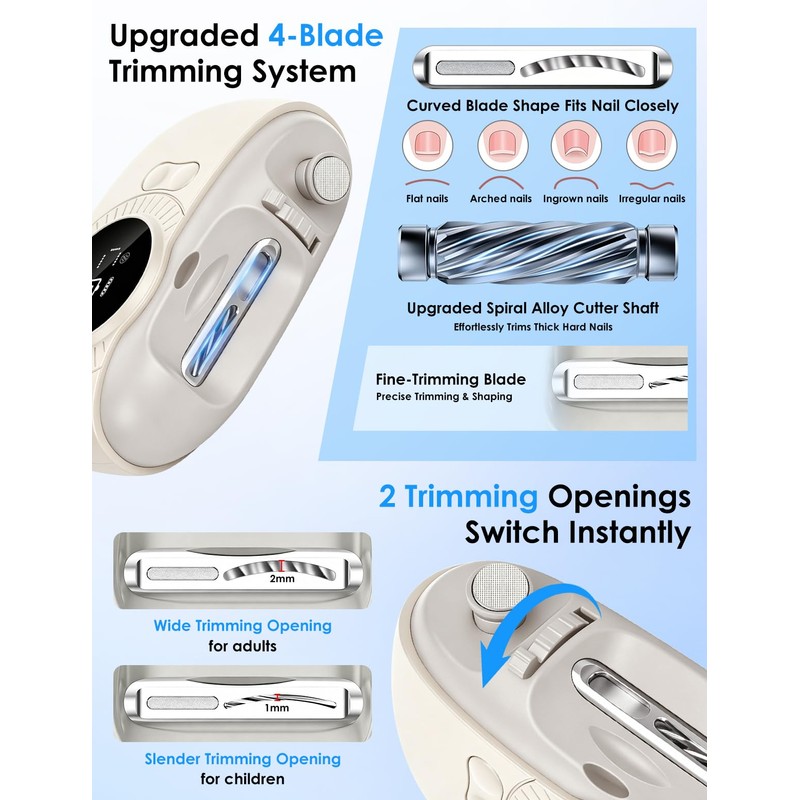 Electric Nail Clipper 3 in 1 Electric Nail Trimmer with