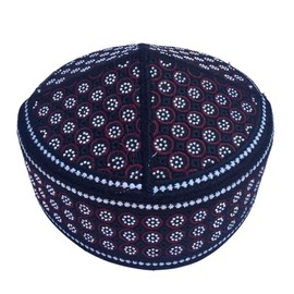 IMAHAM: HANDCRAFTED FLOWER Unisex Kufi Men Prayer Cap Multicolor Stoned Outdoor Headwear Eid Handmade Kufis Namaz Hat Beanie (US, Alpha, X-Large, Black)