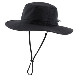 Magracy Men UPF 50+ Sun Hat Wide Brim UV Protection Safari Hat Waterproof Boonie Hat Hiking Fishing Hat Black