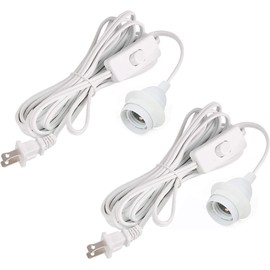 2 Pack Plug in Pendant Light Cord Kit, DIY Extension Hanging Lighting with E26 Socket & Switch - 15 FT