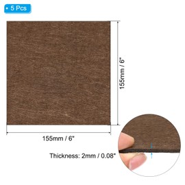 PATIKIL 6x6 Inch Lamp Base Felt, 5Pack 2mm Thickness Square Felt Furniture Pad Soft Adhesive Non-Slip Anti-Scratch Backed Felt for Lamp Furniture DIY Craft, Coffee