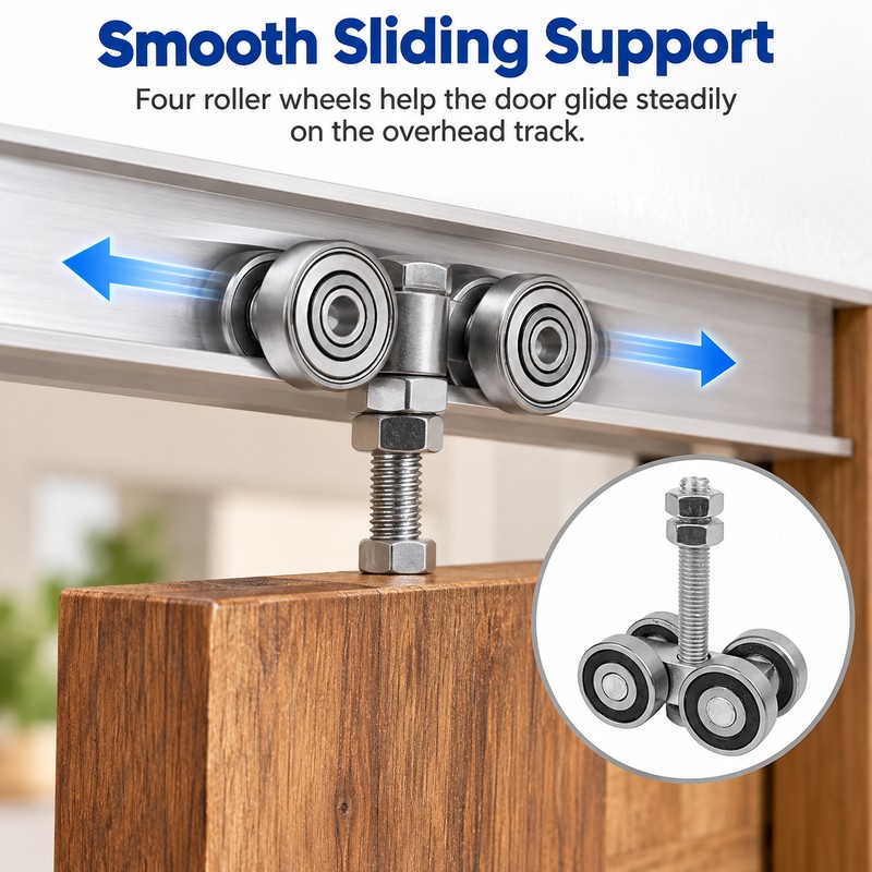 4-Wheel Sliding Door Roller for Wardrobes – Ceiling Track Trolley