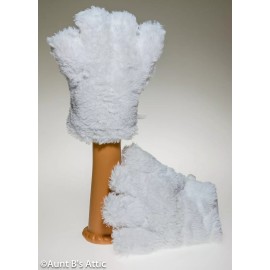 Unbranded Easter Bunny/ Kitty Cat Costume Mitts Wht & Pink Faux Fur & Velour Fabric Mitts