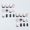 24 Pcs French Tip Black White Press on Nails Medium