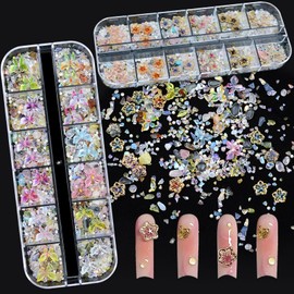 VOTACOS Rhinestones for Nails Butterfly Nail Charms 3D Flower for Nails Mixed Assorted Color Butterflies Flower Shape Design Gems Jewelry Accessories for Women DIY Manicure Supplies Decorations.