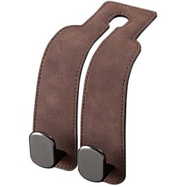 Gancho Doble para Respaldo de Asiento de Auto, Gancho para Cabecera de Asiento para Bolsos y Maletas, Ganchos Resistentes para Bolsos de Mano, Comestibles y Accesorios (marrón)