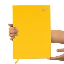 evelay 2025 A4 A5 Day to Page Diary Full Year Planner Desk Hardback Academic Organiser for Home Office School (A4 Page a Day, Yellow)