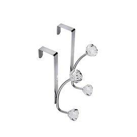 Croydex Jewel Over Door Hook Pack of 2 - Stylish Acrylic Design Coat Hooks for Door, Rust-Resistant Door Hanger with 5-Year Guarantee, Easy-to-Install Door Hook, Holds up to 2kg, Chrome Plated Steel