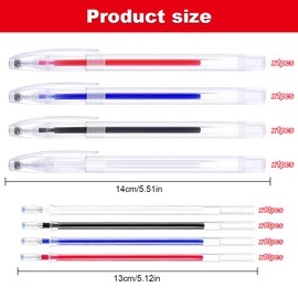 Megcdtr Heat Erasable Pens, Pack of 56 Fabric Marking Pens, Fabric Marking Pen, Heat Radable Pens with 4 Pen Holders and 52 Refills for Quilting, Sewing, Fabrics, Marking Tools (4 Colours)