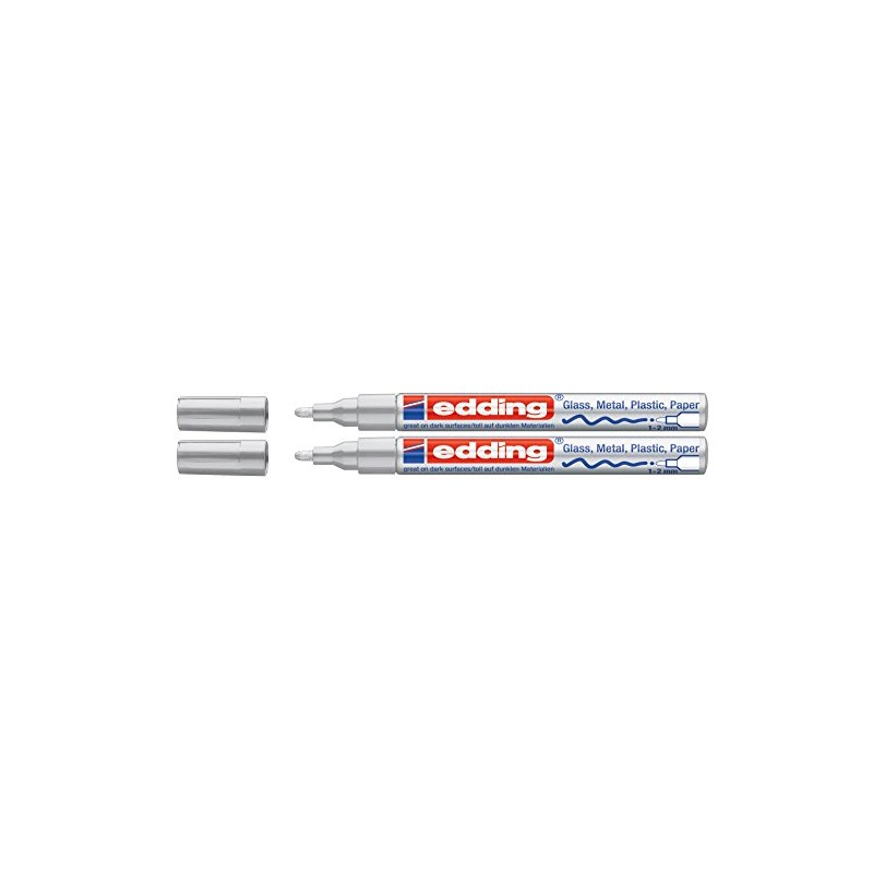Edding 751 Paint Marker Pen M Bullet Tip, silber, Doppelpack