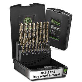 Pinava® Metal Drill Bit Set HSS Cobalt Pro [Extra Sharp & Robust] 19-Piece Professional Drill Bit for Stainless Steel, Steel, Iron etc. Precise Stainless Steel Drill Self-Centring 1-10 mm, 0.5 mm