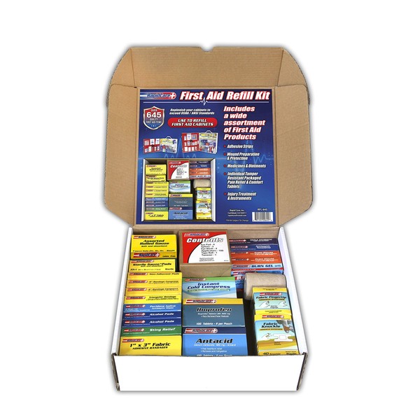 Rapid Care First Aid 93645 Refill Kit for 3 Shelf First Aid Cabinet, 643 Pieces, For Over 75 People