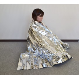 Kokubo KM-161 Simple Emergency Blanket, Set of 5 (Aluminum Vapor-deposited PET Film/55.1 x 82.7 inches (140 x 210 cm), Aluminum Sheet, Aluminum Blanket (Disaster Prevention, Cold Protection, Heat Retention/Evacuation)