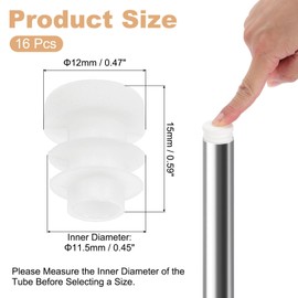 PATIKIL Round Plastic Plug, 16 Pcs 1/2 Inch OD 11.5mm ID Tubing Insert End Caps Plastic Plug Cap for Round Tubes Chair Legs Furniture Metal Tubing Hardware, White