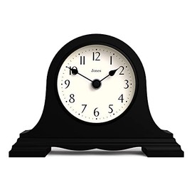 Jones ClocksÂ® Speakeasy Mantel Clock - Traditional/Classic Design - Bedroom Clock - Living Room Clock - Office Clock - Mantel Clock - Desk Clock - Shelf Clock - Small Clock (Black)