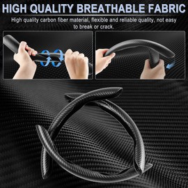 Amiss 3pcs Carbon Fiber Anti-Skid Steering Wheel Cover, Waterproof & Segmented Butterfly Design, Universal 99% Vehicle Wheel Cover Protector, Car Interior Accessories, Black