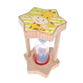 Hess Holzspielzeug 14599 - Zahnputzuhr aus Holz für Kinder, Giraffe Emil, Sanduhr mit farbigem Sand, zur täglichen Nutzung beim Zähneputzen