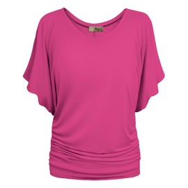 Hybrid & Company Womens Boat Neck Dolman Pink Top Shirt KT44130 FUCHSIA Xlarge