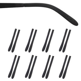 Eyeglass Temple End Tips Anti-Slip Soft Silicone Tube Sleeve Glasses Retainers Replacement Temple Tips for Flat Thin Metal Slim Eyeglass Legs(8 Pairs Black)