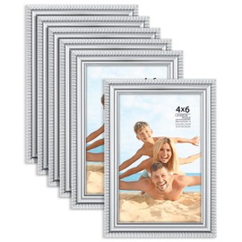 Langdon House - 4x6 Picture Frames - Silver, 6 Pack - Contemporary Frame Set - Wall Mount or Table Top - Prosperity Collection