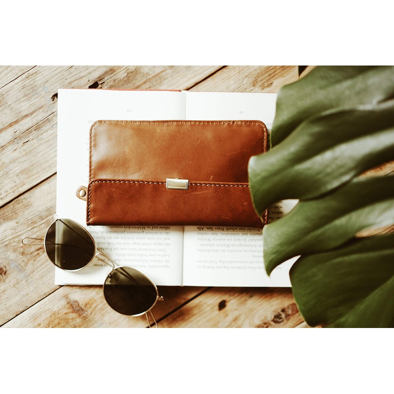 Gusti Rani Leather Wallet Purse Clutch Women's Vintage Leather Brown,