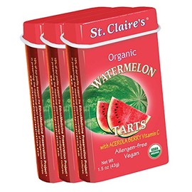 St. Claire's Organic Fruit Tart Candies, (Watermelon, 1.5 Ounce Tin, Bundle of 3) | Gluten-Free, Vegan, GMO-Free, Plant-based, Allergen-Free | Made in our Allergen-Free facility