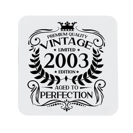 24th Birthday Gift for Men Vintage 2001 Aged to Perfection Printed Coaster Present for 24 Year Old Etched Printed Placemat (Printed Coaster)