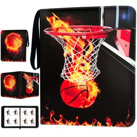 Basketball Card Binder with Sleeves, 400 Pocket Basketball Card Holder for Trading Cards, 4 Pocket with 50 Removable Sleeves Zipper Book Folder Collector Album