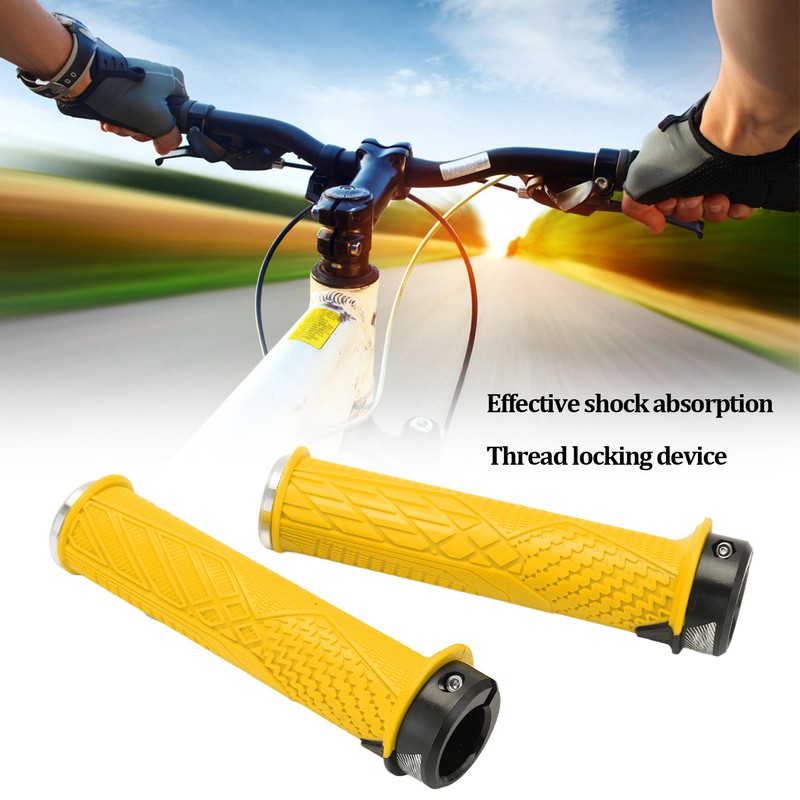 2PCS ENLEE Mountain Bike Handlebar Grips Comfortable TPR Rubber Locking