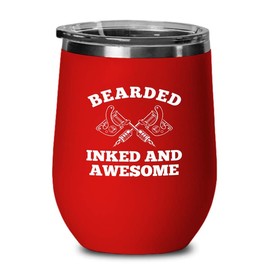 Tattoo Artist Red Wine Tumbler 12oz - Bearded Inked And - Tattooist Gift Tattooing Tattoo Shop Decor Tattooer Inker Studio Designer Tattoo Fund