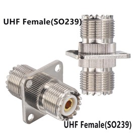 Boobrie UHF Female to UHF Female Coupler RF Straight Coaxial Connector SO-239 SO239 Flange Panel Mount Connector SO239 PL259 UHF VHF Antenna 4 Hole Flange Panel Mount Adapter Pack of 2