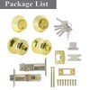 Probrico Polished Brass Keyed Entry Door Knob and Double Cylinder
