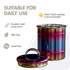 Global Amici Amici Home Rainbow Storage Canister with Lid, Decorative, Metal, 64 oz, Large