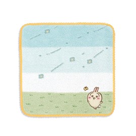 Chiikawa Soyokaze Towel Handkerchief, Orange, Rabbit, Lace, Untwisted Yarn, 41-1250080, Approx. 9.8 x 9.8 inches (25 x 25 cm)