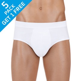 PROTECHDRY Washable Urinary Incontinence Cotton Brief Underwear for Men with Front Absorbent Area, White Large (36-38" Waist) - Buy 4 GET 1 Free (5 Pack)