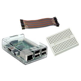 SB Components Case for Raspberry Pi 2 Model B & Raspberry Pi 3 B+ with Mini BreadBoard and 40pcs Male to Female 20cm Jumper Wire Connectors (Clear)