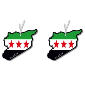 2 x Air Freshener with Syria Flag, Funny Car Fragrance Dispenser, Air Freshener, Car Fragrance Pendant Set, Syria