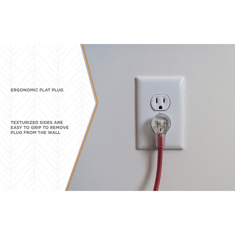 Woods 64600701 Decor Series 8-Foot Fabric Braided Indoor Extension Cord