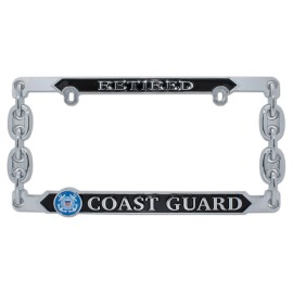 COAST GUARD RETIRED LOGO  3D CHROME USA MADE LICENSE PLATE FRAME