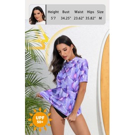 Halcurt UV Shirt, Women's Short-Sleeved Rash Guard UPF 50+ Swimming Shirt, Quick-Drying Swimming Shirt, M-XXL