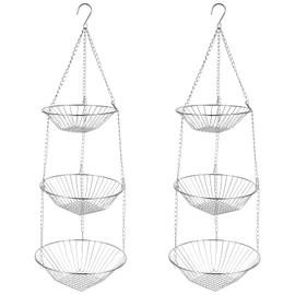 3-Tier Kitchen Wire Storage Basket Hanging Fruit Storage 2 Pack