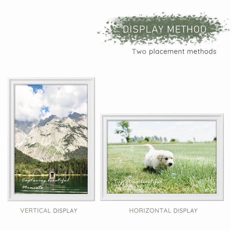Solid Wood 24x36 Poster Frame, White for Wall Mounting Display.