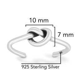 AeraVida Simple Infinity Love Sterling Silver Heart Knot Adjustable Promise Ring