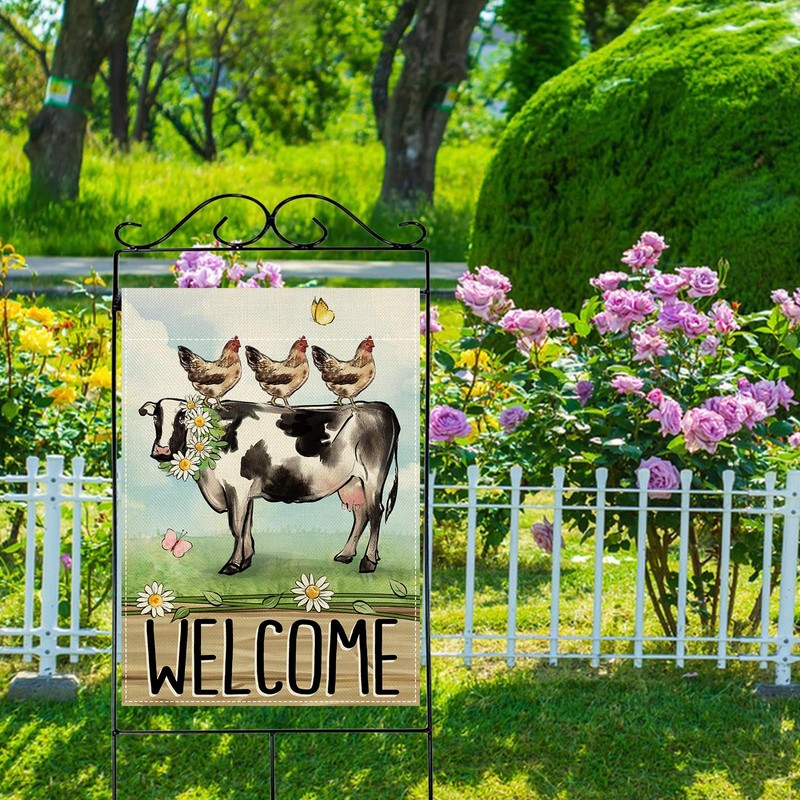 Welcome Spring Summer Farm Animals Large Decorative House Flag