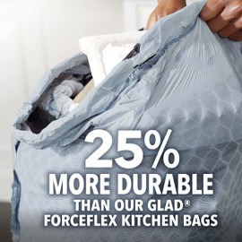 Glad ForceFlex MaxStrength with Clorox Trash Bags, 13 Gal, Eucalyptus, 34 Ct (Package May Vary)