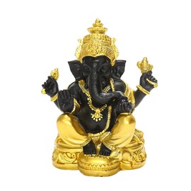 Angoily Hindu Figurine Gold Black Lord Elephant Figure Table Buddhist God Ganesh Ganpati for Collecting Art Figure Home Office Table Dispay Elephant Statue